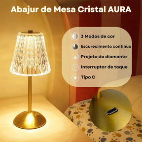 Luminária De Mesa Abajur Sem Fio Touch - Aura