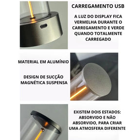 Luminária De Mesa Abajur Sem Fio Luz Sucção Magnética - Line