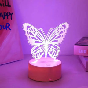 Luminária De Mesa Abajur borboleta Sem Fio RBG Touch