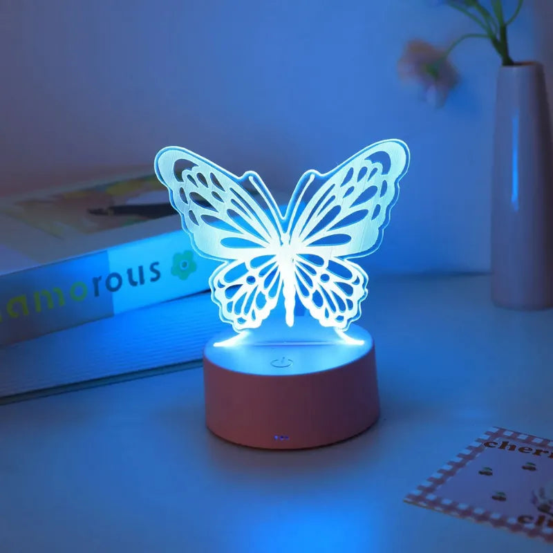 Luminária De Mesa Abajur borboleta Sem Fio RBG Touch