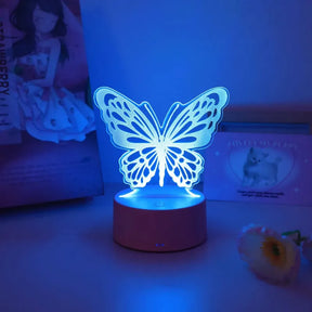 Luminária De Mesa Abajur borboleta Sem Fio RBG Touch