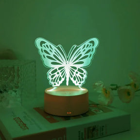 Luminária De Mesa Abajur borboleta Sem Fio RBG Touch