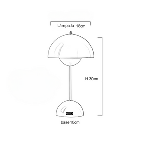 Luminária De Mesa Abajur Cogumelo 2 sem fio touch USB