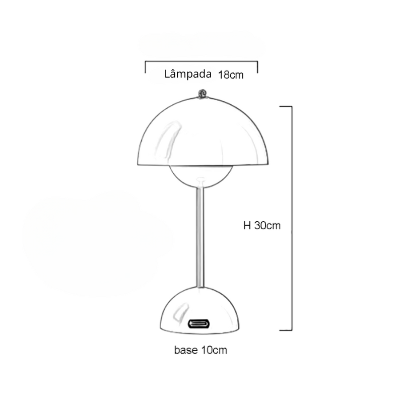 Luminária De Mesa Abajur Cogumelo 2 sem fio touch USB