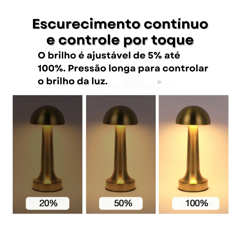 Luminária De Mesa Abajur mini Cogumelo sem fio