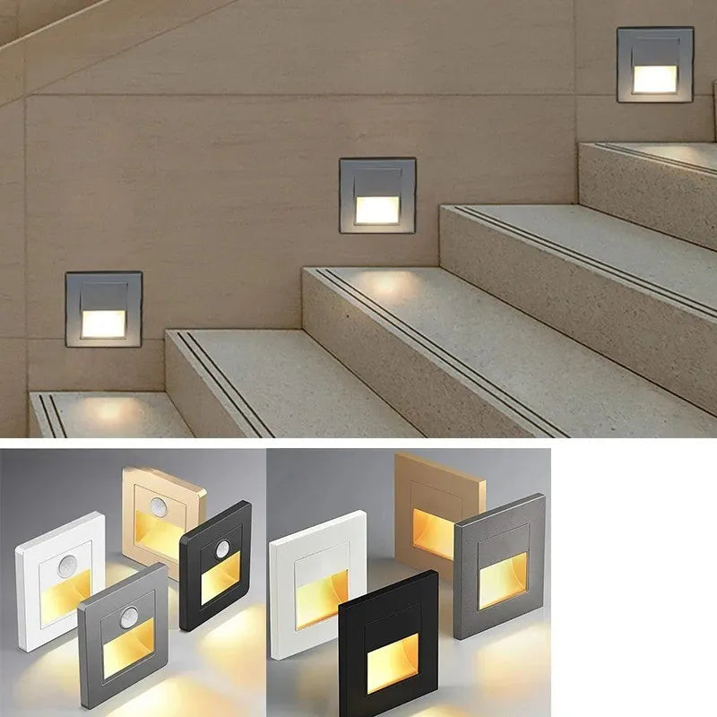 Arandela LED Embutida para Degrau de Escada com Sensor de Presença - STE