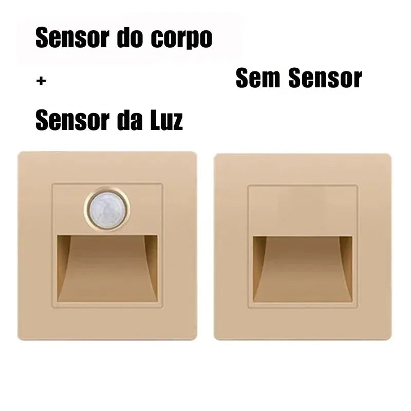 Arandela LED Embutida para Degrau de Escada com Sensor de Presença - STE