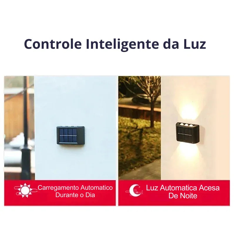 Arandela Solar de Parede Externa – Iluminação Dupla - TEX