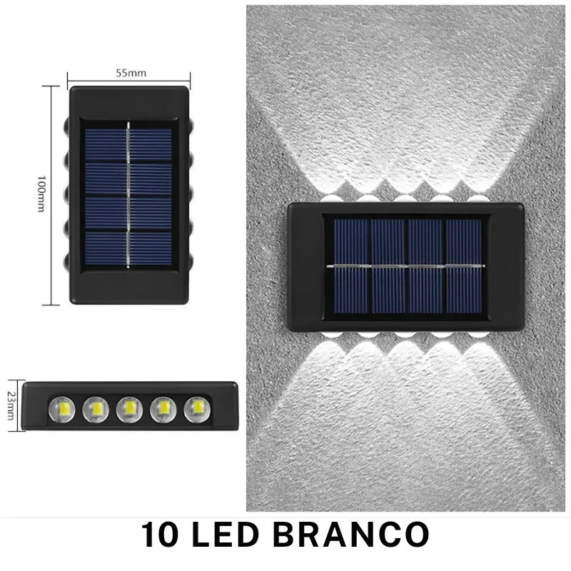 Arandela Solar de Parede Externa  – Iluminação Dupla - TEX