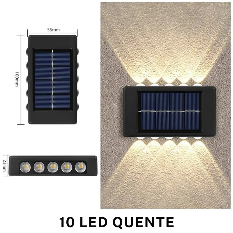 Arandela Solar de Parede Externa  – Iluminação Dupla - TEX