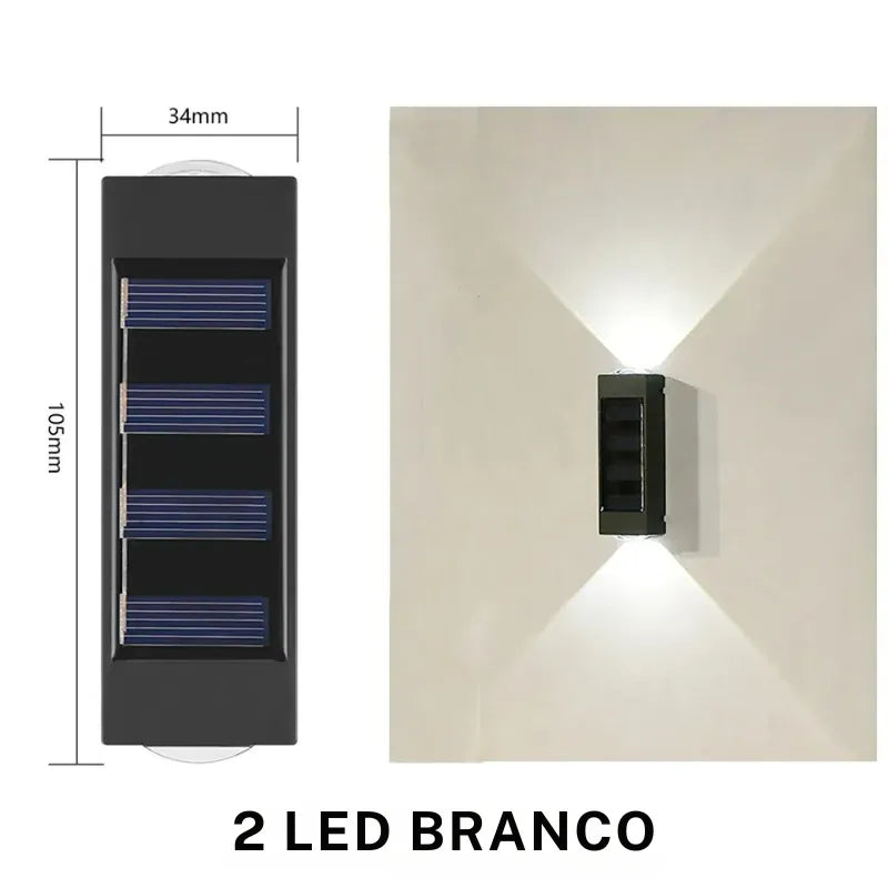 Arandela Solar de Parede Externa  – Iluminação Dupla - TEX