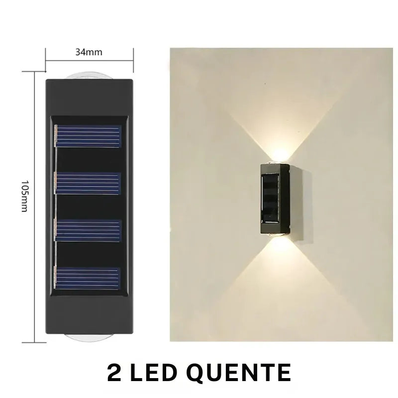 Arandela Solar de Parede Externa  – Iluminação Dupla - TEX