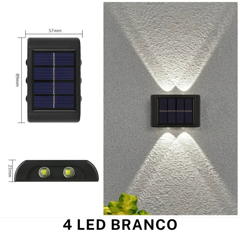 Arandela Solar de Parede Externa  – Iluminação Dupla - TEX