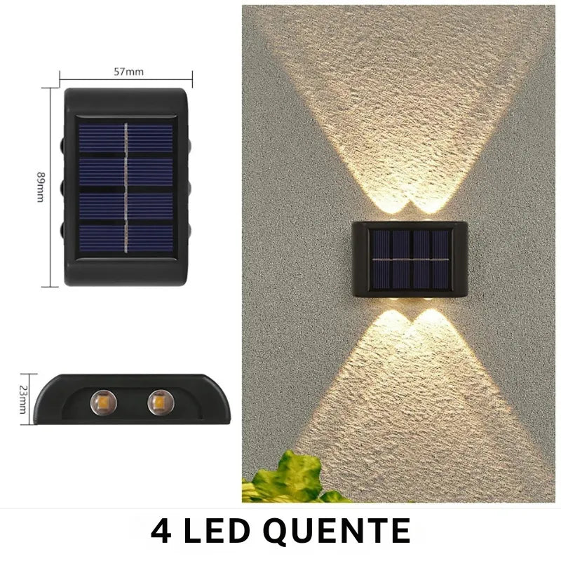 Arandela Solar de Parede Externa  – Iluminação Dupla - TEX