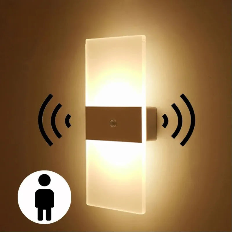 Arandela de Parede Sem fio LED Nordic Sconce – Sensor de Movimento e Toque, Recarregável USB