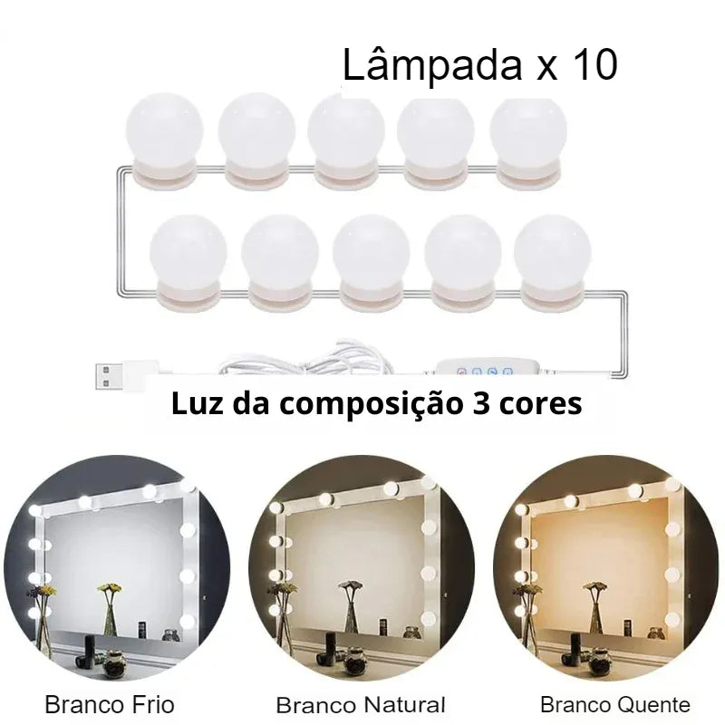 Lâmpadas de LED USB para espelho - com controle