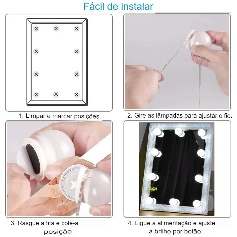 Lâmpadas de LED USB para espelho - com controle