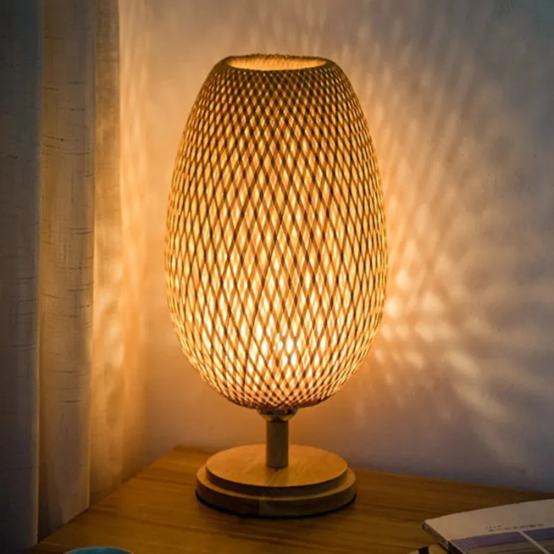 Luminária Abajur de Mesa Bambu Natural