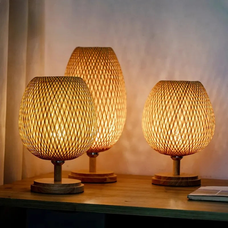 Luminária Abajur de Mesa Bambu Natural