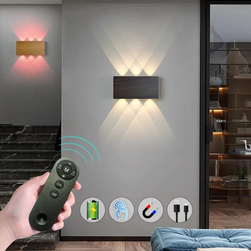 Luminária Arandela de Parede Touch Recarregável e Controle Remoto – 3 Cores