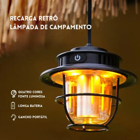 Luminária Lanterna Sem Fio Retro  - Acampamento - Luz Light