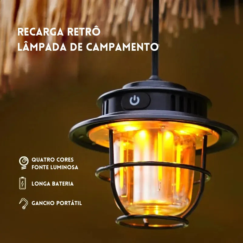 Luminária Lanterna Sem Fio Retro  - Acampamento - Luz Light