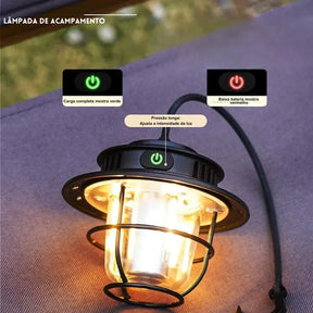 Luminária Lanterna Sem Fio Retro  - Acampamento - Luz Light