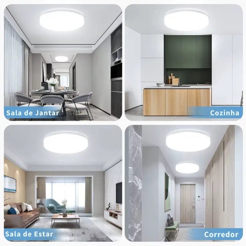 Luminária Plafon de Teto LED Redondo Ultrafino – 3 Tons de Luz – IRALAN
