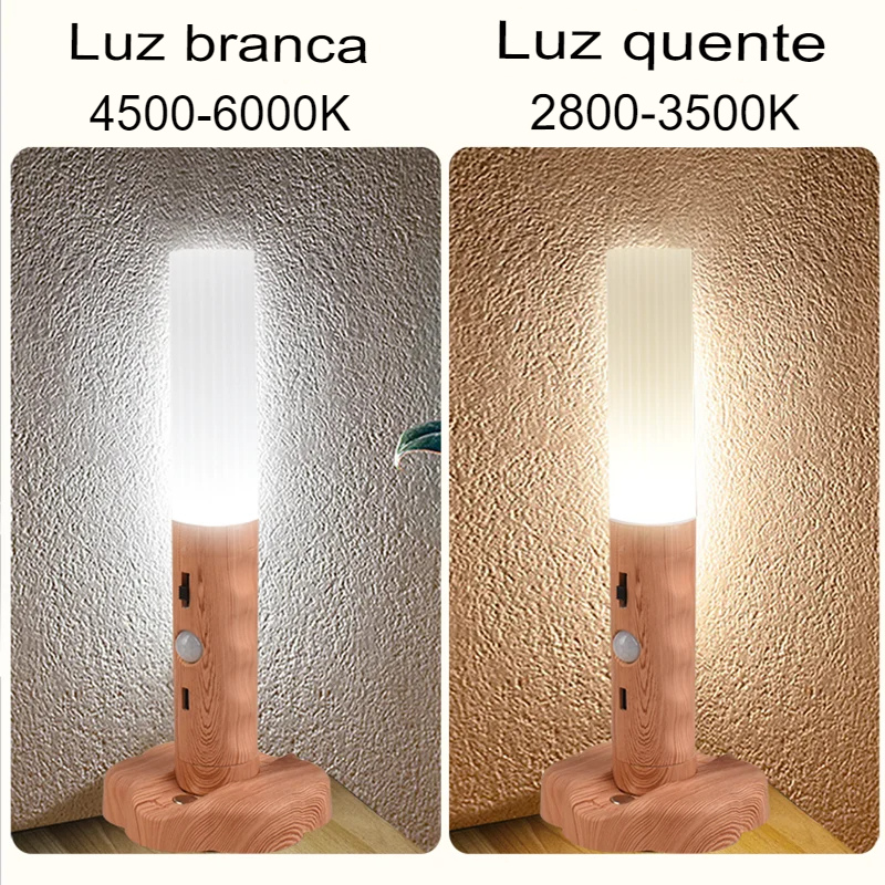 Luminária Sem fio Magnética com sensor - Madeira Wood