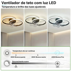 Ventilador de Teto Inteligente com Luminária e controle remoto -  FAN