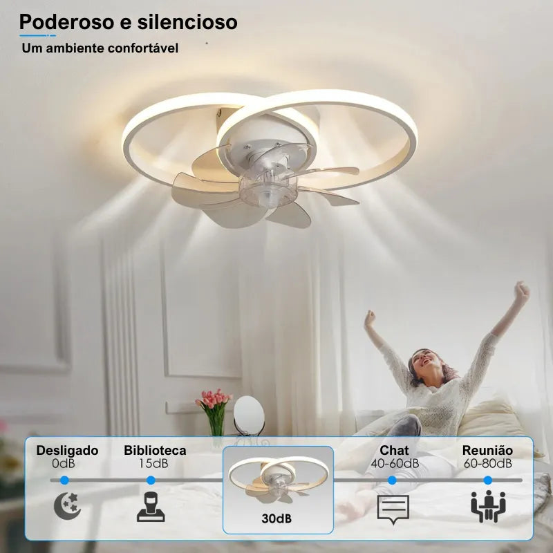 Ventilador de Teto Inteligente com Luminária e controle remoto -  FAN