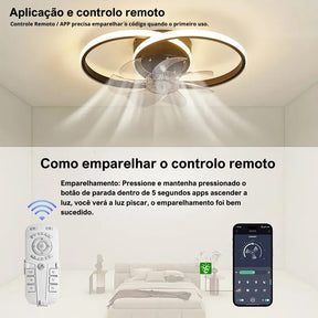 Ventilador de Teto Inteligente com Luminária e controle remoto -  FAN