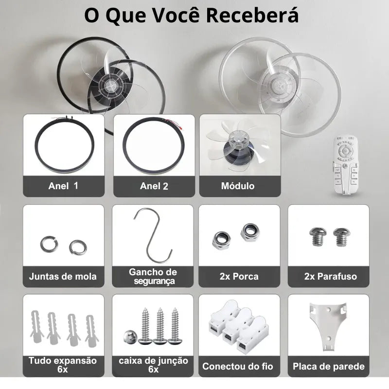 Ventilador de Teto Inteligente com Luminária e controle remoto -  FAN