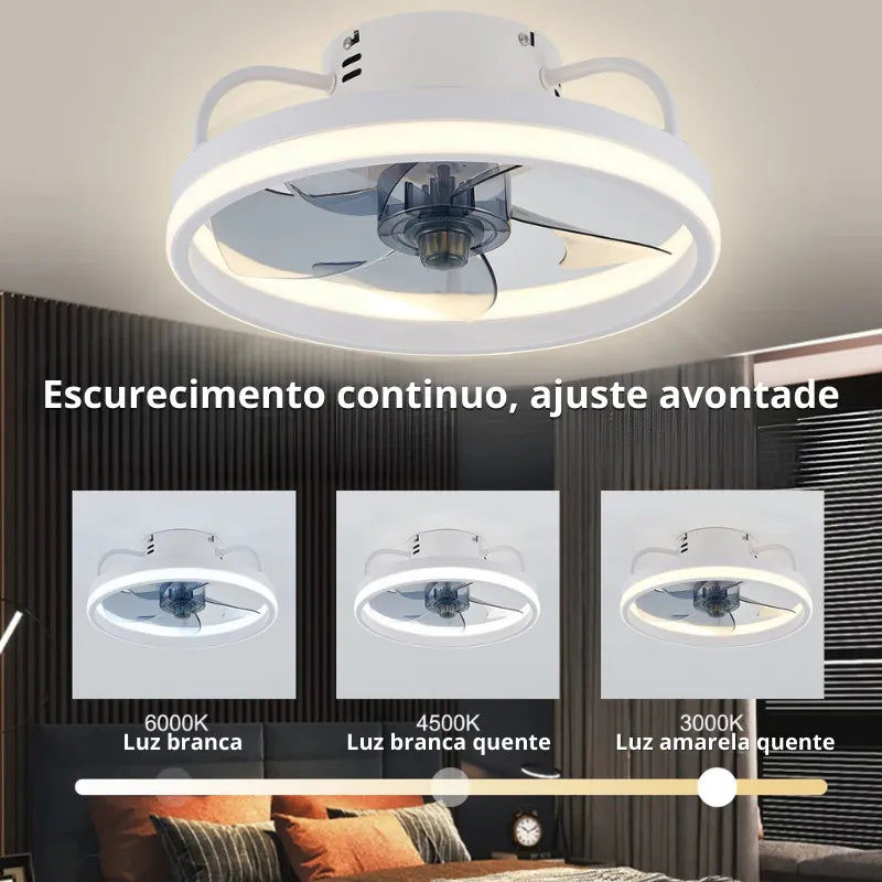 Ventilador de Teto Inteligente com Luminária e controle remoto - Flush