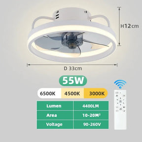 Ventilador de Teto Inteligente com Luminária e controle remoto - Flush