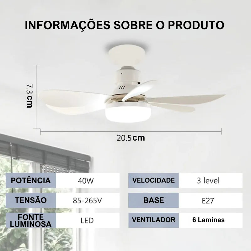 Luminária com ventilador e controle remoto - 40W - Socket