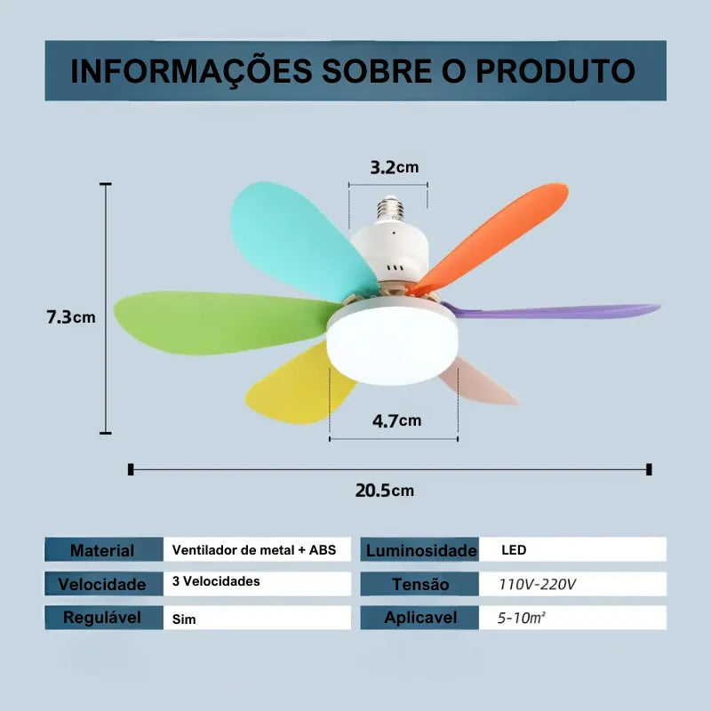 Luminária com ventilador e controle remoto - 40W - Socket