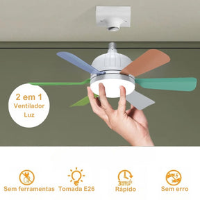 Luminária com ventilador e controle remoto - 40W - billa