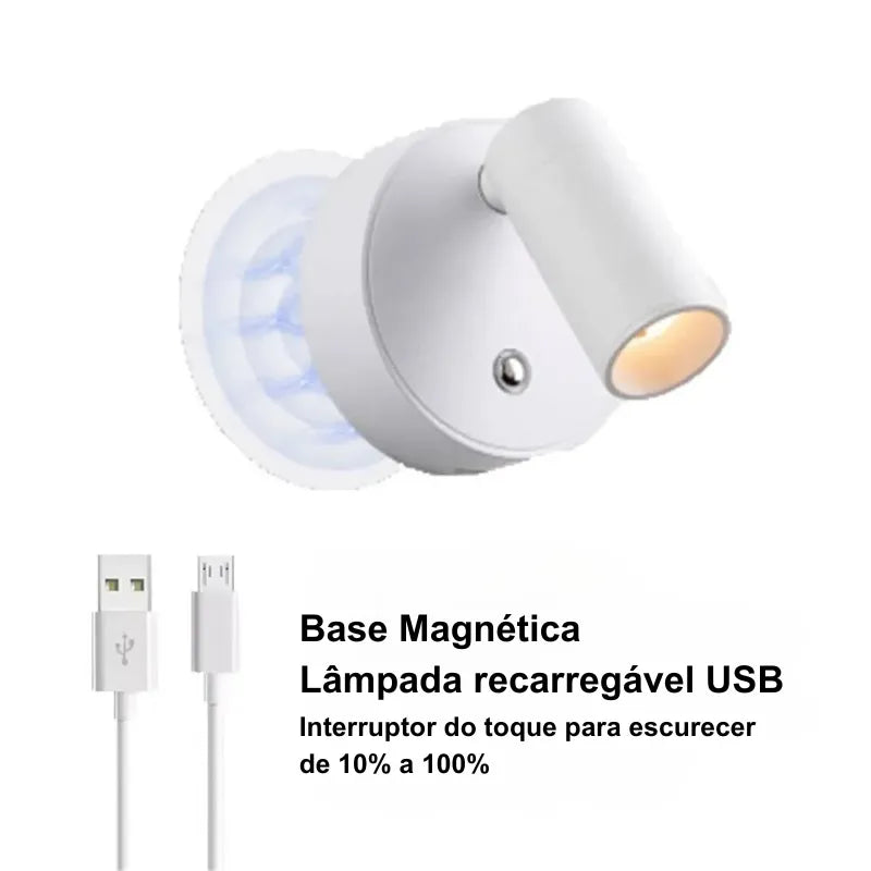 Arandela Luminária sem fio magnética Recarregável USB Com Interruptor - Oney