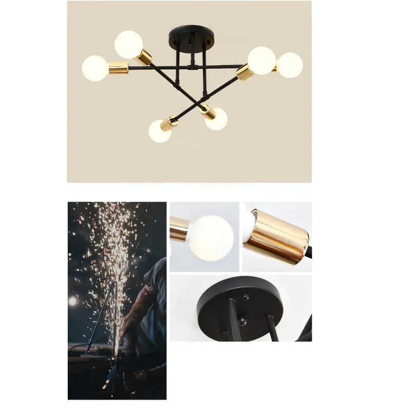 Lustre de Teto Minimalista - Preto