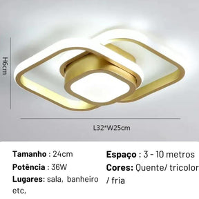 Luminária de Teto Minimalista - Quadrada Sobrepor