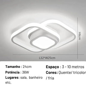 Luminária de Teto Minimalista - Quadrada Sobrepor