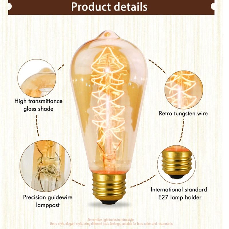 Kit com 6 Lâmpadas para Lustre Retro Edison Bulbo