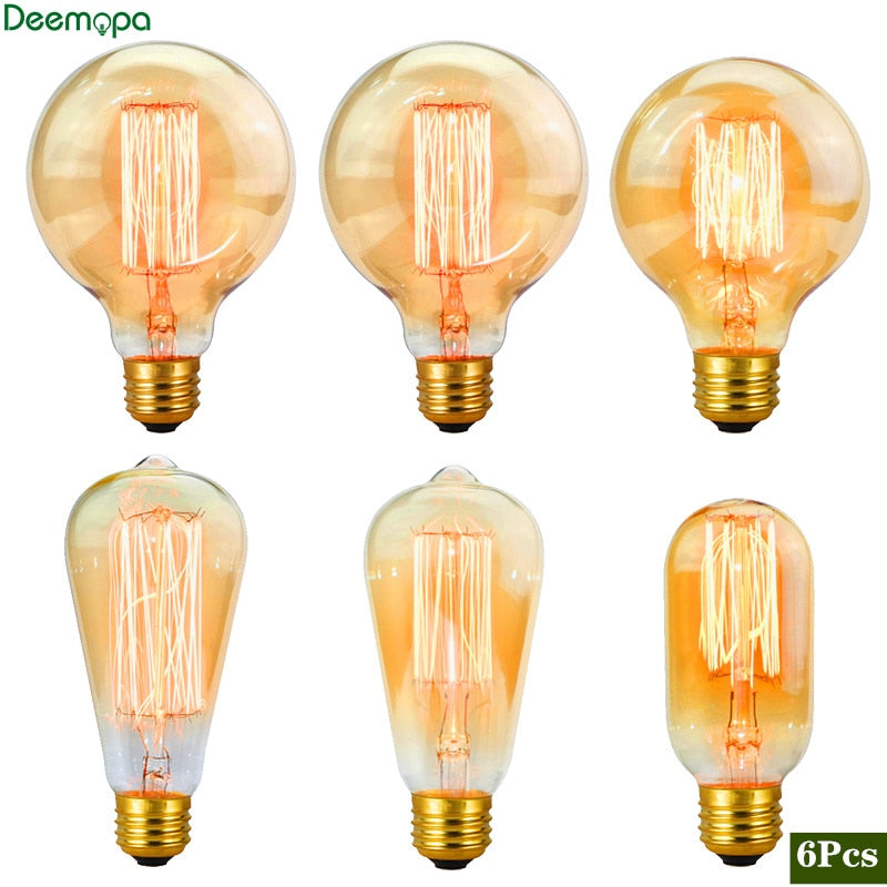 Kit com 6 Lâmpadas para Lustre Retro Edison Bulbo