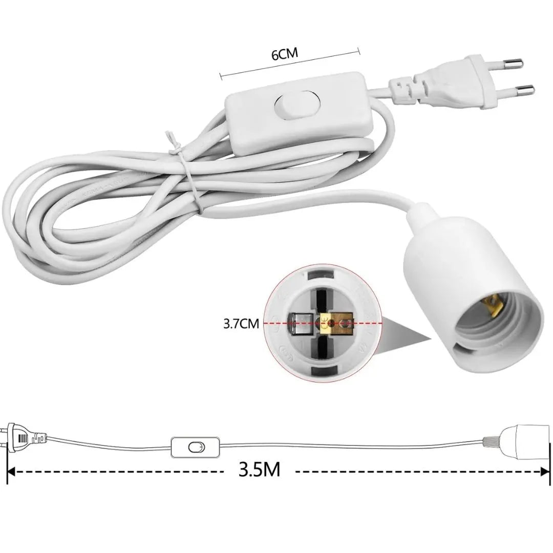 Cabo com bocal (soquete ) de lâmpada e interruptor