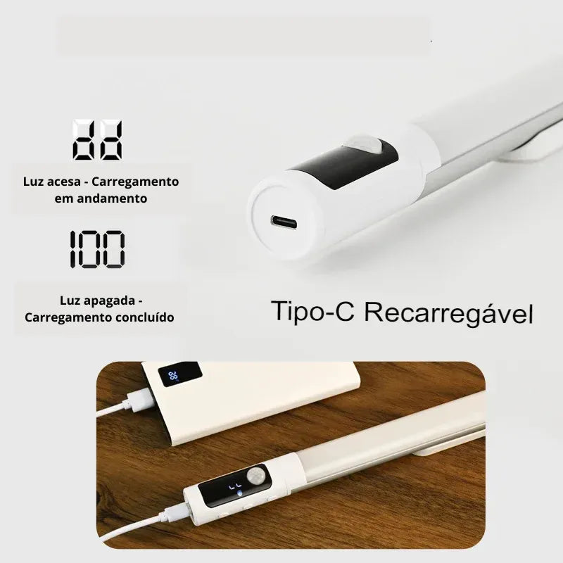 Luminária Sem fio Magnética com controle - Recarregável Usb com Display  - Slim Motion