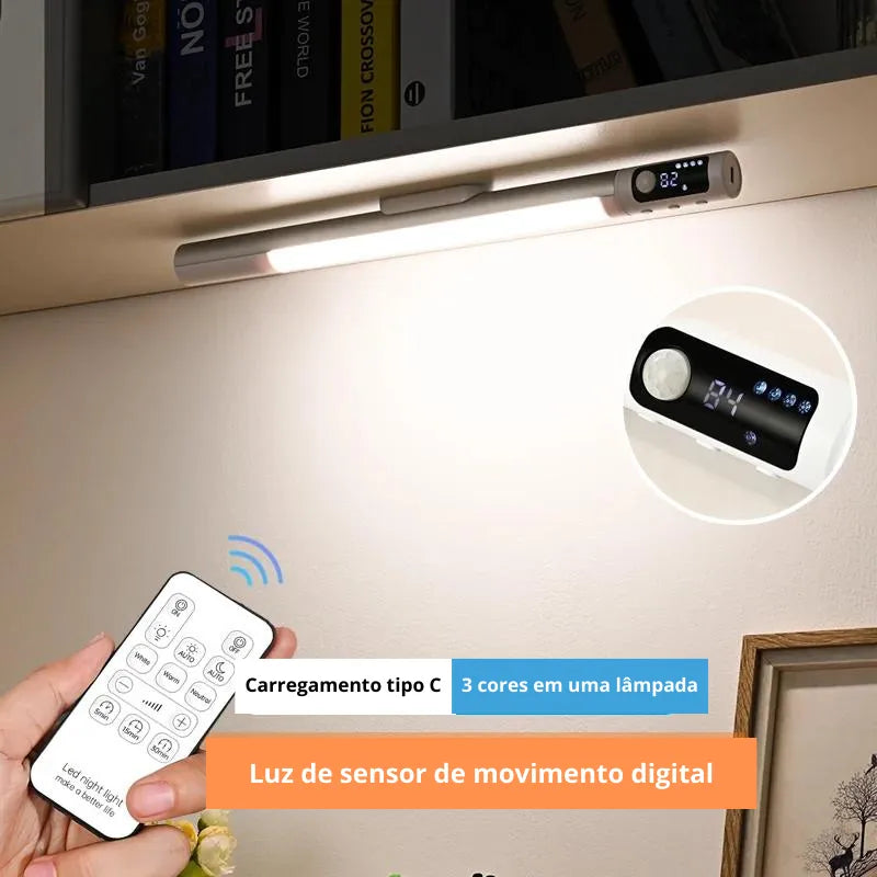 Luminária Sem fio Magnética com controle - Recarregável Usb com Display  - Slim Motion