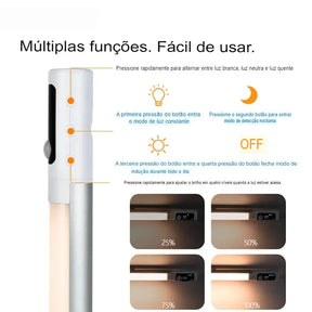 Luminária Sem fio Magnética com controle - Recarregável Usb com Display  - Slim Motion