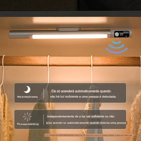 Luminária Sem fio Magnética com controle - Recarregável Usb com Display  - Slim Motion