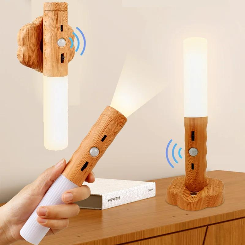 Luminária Sem fio Magnética com sensor - Madeira Wood